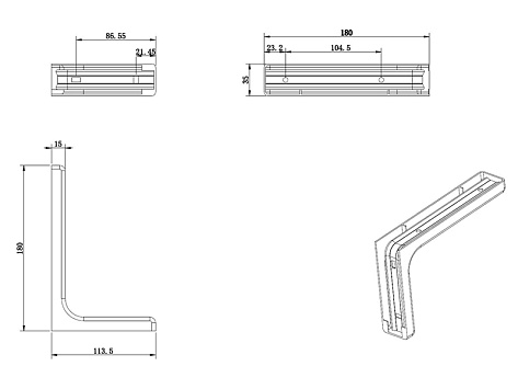 Консоль с декоративной пластиковой накладкой, 180 мм, коричневая