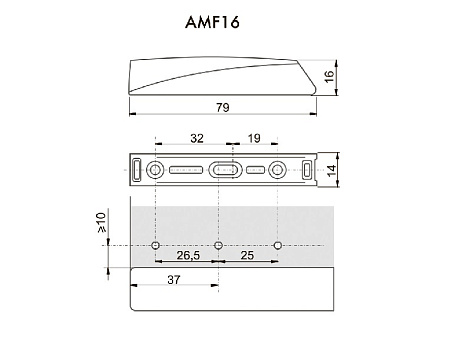 Адаптер для накладного монтажа врезных толкателей (верх + низ) с крепежом, графит AMF16/GRPH, Boyard