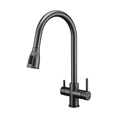 Смеситель для кухни Lange, вороненая сталь, La214212-GM, Paulmark