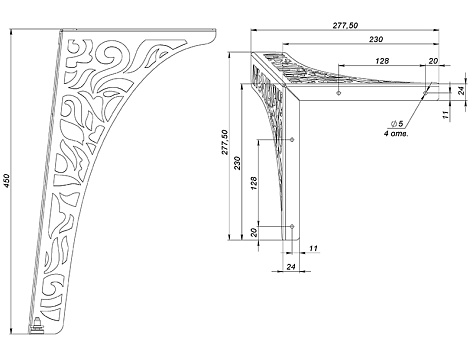 Опора Мотив, регулируемая, 450мм, стальная, черный матовый