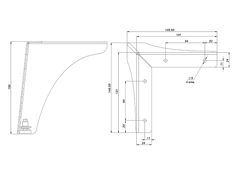 Опора Флоранс, регулируемая, 150мм, стальная, белый матовый