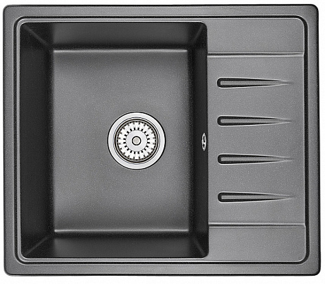 Мойка кухонная Granula 5803, 580x500х200мм, ЧЕРНЫЙ, искусственный камень, без сливной арматуры