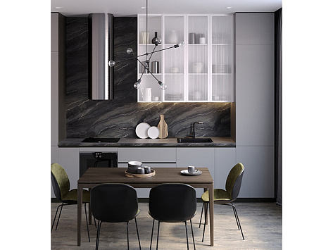 Столешница 3000х600х40 Azurita black 8111/Pt  (1п/5), e2, Slotex