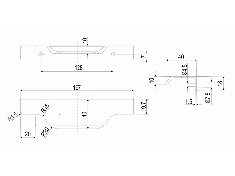 Ручка мебельная, торцевая TERA RT111SC.1/128/200, 200 мм, алюминий, матовый хром, Boyard