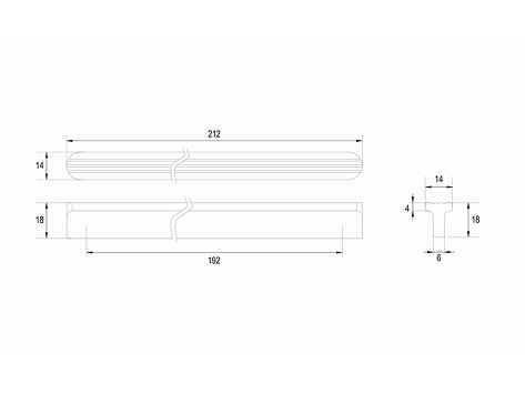 Ручка мебельная, накладная ШЕЛЛ RS064BL.4/192, 192 мм, черный, Boyard