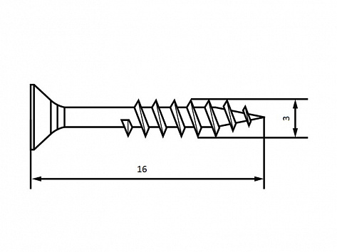 Шуруп по дереву и ДСП потай PZ 3,0х16 (1000 шт.) оцинков.