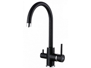 Смеситель высокий Paulmark Es213211, с питьевой водой, хром/черный 308, искусственный камень