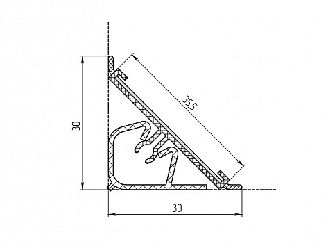 Плинтус угловой пристенный пластиковый прозрачный L=3050мм, Россия