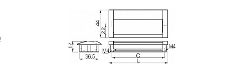 Ручка мебельная, врезная UA-OO-326, 160 мм, черный матовый, GTV