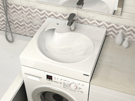 Раковина над стиральной машиной WINKEN 740431, белая, 60х60, с комплектом, Paulmark