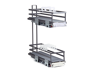 Бутылочница 200 мм на направляющих Push to Open FLORA, KR05/1/4/200/L/GRPH, графит, левая, Boyard