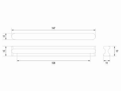 Ручка мебельная, накладная VOLNA RS065GR.4/128, 128 мм, серый, Boyard