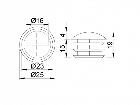 Заглушка для трубы d=25mm, R-17 (JK 8), пластик, хром