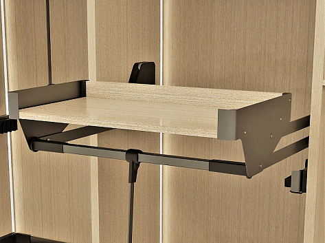 Пантограф Конеро с верхней полкой для ниши шириной W 445-628 мм, нагрузка 0.5-12 кг, ШАМПАНЬ Art. 2382829853, Kessebohmer