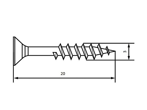 Шуруп по дереву и ДСП потай PZ 3,0х20 (1000 шт.) оцинков.