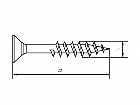 Шуруп по дереву и ДСП потай PZ 3,0х20 (1000 шт.) оцинков.