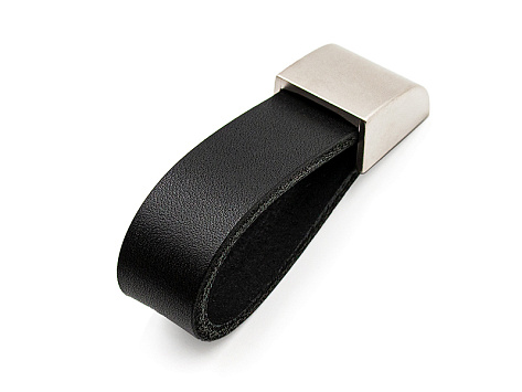 Ручка мебельная, кнопка GU53, черная кожа, сатин, Gamet