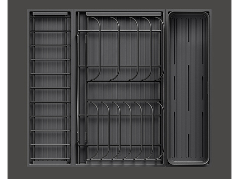 Сушилка выкатная И135, Дайнинг Агент 600 мм (модули: д/посуды Б, д/приборов, с реш М), антрацит, дно антрацит, Art. 2395409846, Kessebohmer