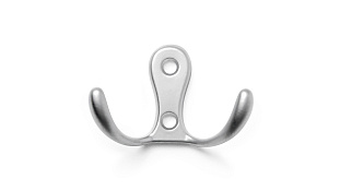 Крючок мебельный K207SC.7, двухрожковый, сатиновый хром, Boyard