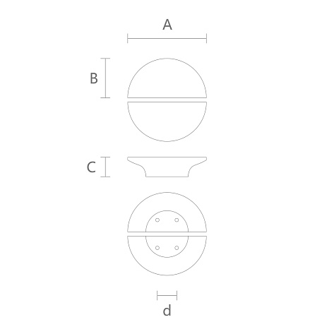 Ручка мебельная, полукруг ДУЭТ, 130 мм, без покрытия, дуб, комплект из двух половин