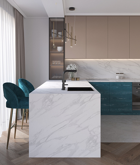 Стеновая панель 3000х600х10 Calacatta Marble 7405/6, k2,  Slotex