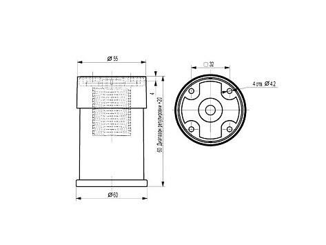 Опора Рондо, регулируемая D60, H60-80, круглая, пластиковая, черный матовый