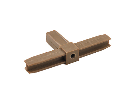 Уголок сборочный 3d прямой с отверстием и резьбой M8, шампань, Алюмформ