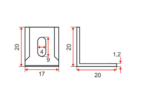 Уголок монтажный 20х20х17х1,2 металлический с пластиковой накладкой, скошенный, серый №13