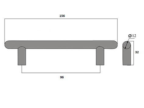 Ручка мебельная, рейлинговая, цельнолитая 096/156, черный матовый