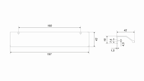 Ручка мебельная, торцевая METRICA RT112BL.1/160/200, 160 / 200 мм, черный, Boyard