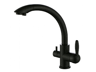 Смеситель высокий Paulmark Es213001, с питьевой водой, хром/черный 308, искусственный камень