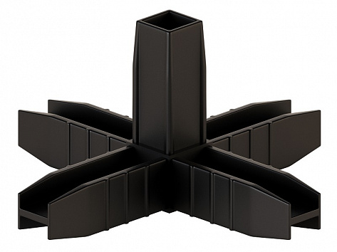 ЛОФТ НД каркасная система, узловое соединение 5и-стороннее 3D (№5), черный матовый