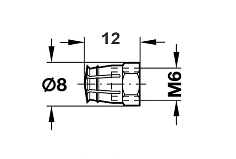 Футорка латунная М6, 8х12 мм, распорная с шариком, Art. 039.00.061, HAFELE