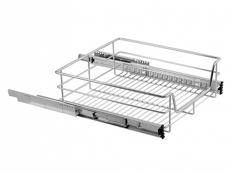 Корзина выкатная 430х464х140мм, хром, модуль 500мм, без крепления фасада, с направл. плавного закрывания