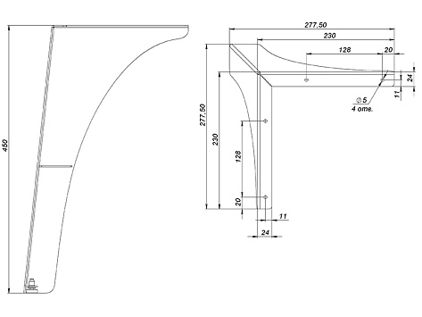 Опора Флоранс, регулируемая, 450мм, стальная, белый матовый