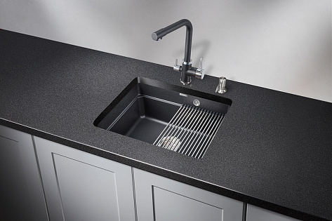 Мойка кухонная Granula KS-5501U, 550х450х195мм,Шварц, искусственный камень, в комплекте