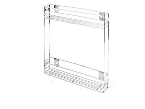 Бутылочница выкатная на 2 полки 460х150х480мм, модуль 200мм, с левым боковым креплением и креплением к фасаду, направл. отдельно, хром