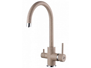 Смеситель высокий Paulmark Es213211, с питьевой водой, хром/песочный 302, искусственный камень