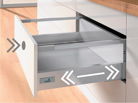 Комплект ящика InnoTech Atira 176х470 серый, полн. выдв., Push+Silent 30кг, Hettich