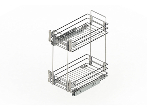 Бутылочница выкатная на 2 полки в модуль 450м на направляющих Hettich Actro с доводчиком (в комплекте), хром