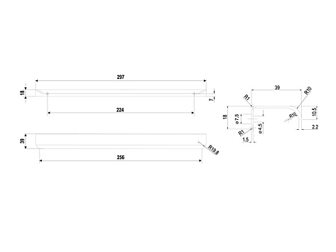 Ручка мебельная, торцевая MONTE RT110W.1/224/300, 224 / 300 мм, белый, Boyard