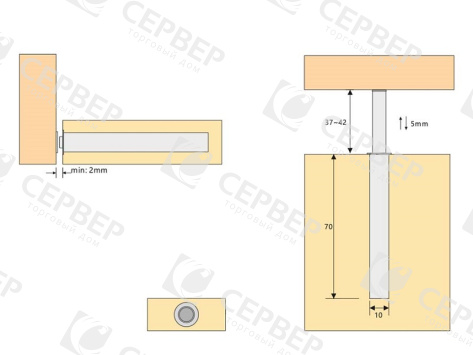 Нажимной толкатель фасадов с магнитом, длинный ход 37мм, врезной, темно-серый 22N, d10 Нажимной толкатель фасадов с магнитом, длинный ход 37мм, врезной, темно-серый 22N, d10
