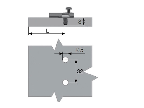 Монтажная планка для петли STAR MINI, дистанция 2 мм, с еврошурупом 6,3х10, Art. 102322212, Samet