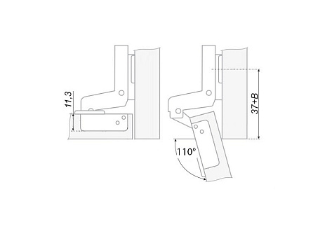 Петля вкладная 105* slide on крепление шурупом, с ответной планкой H=2, 52гр