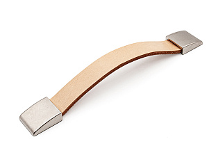 Ручка мебельная, скоба UU53, 128 мм, бежевая кожа, сатин, Gamet