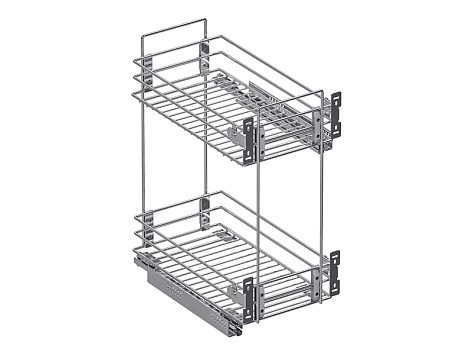 Бутылочница выкатная на 2 полки 450х260х530мм, модуль 300мм, с нижним креплением, направл. с доводчиком (в комплекте), Hettich, Хром