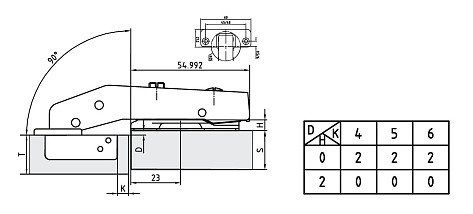 Петля Integra 2-Ways для фальшпанели 90* с демпфером Art. 51BH85059005000, FGV