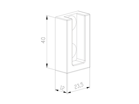 Штангодержатель для прямоугольной штанги 40х12х23,5, торцевой к стене, серебро матовое, сплав, комплект. 2 шт. с крепежом AA0956.VR000.SLM00.CN