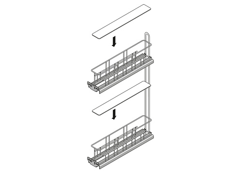 Корзина выкатная на 2 полки в модуль 150 Cargo IQ plus 150, серый металлик, Art. 9077588, Hettich