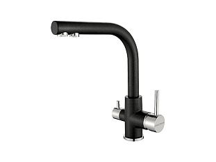 Смеситель высокий Paulmark Es213211-BLM, с питьевой водой, черный металлик BLM, искусственный камень